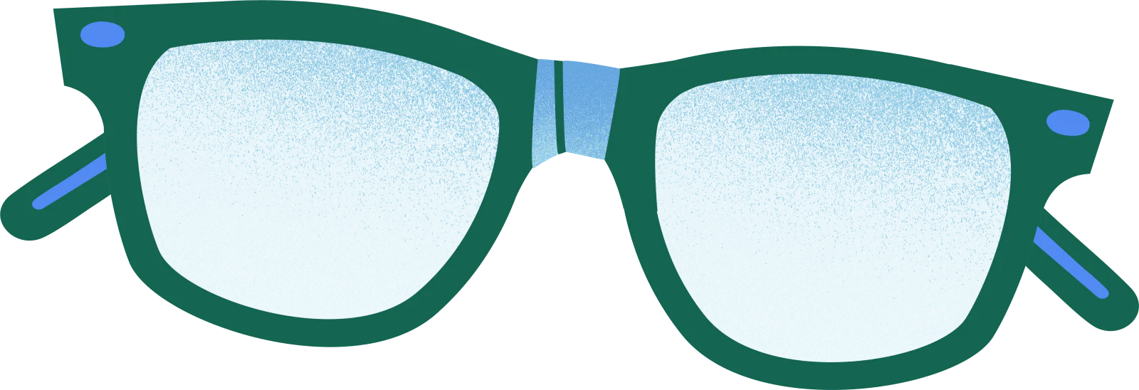 Illustration of green-framed glasses.
